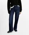 Mango Danila Wide Leg Jeans In Dark Blue