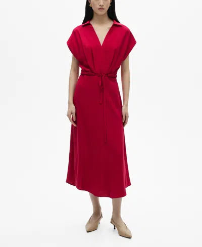 Mango Women's Dart Detail Cotton Dress In Red
