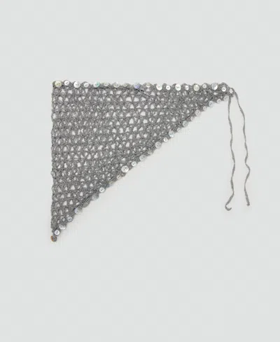 Mango Women's Decorative Buttons Crochet Scarf In Metallic
