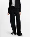 Mango Women's Decorative Seams Wide Leg Pants In Black