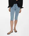 Mango Jeans Slim Capri Decorative Stitching Light Blue In Light Blue