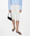 Mango Jeans Slim Capri Decorative Stitching Off White In Off White