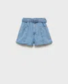 Mango Short En Jean Ceinture In Medium Blue
