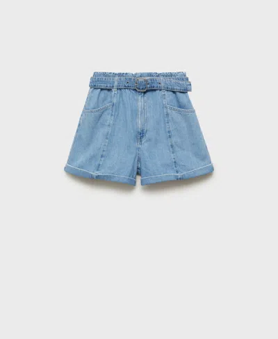 MANGO WOMEN'S DENIM BELTED SHORTS