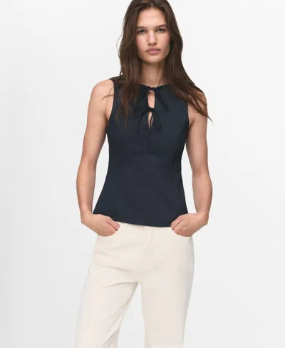 MANGO WOMEN'S DENIM EFFECT TIE TOP