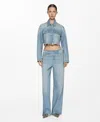 Mango Denim Jacket With Frayed Hem Medium Blue In Medium Blue