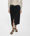 Mango Women's Denim Midi-skirt In Black Denim