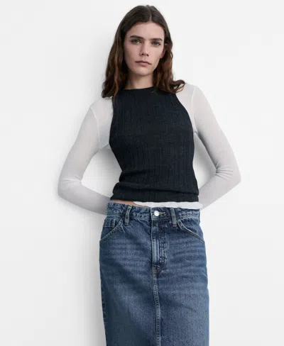 Mango Women's Denim Midi-skirt In Dark Blue