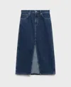 Mango Denim Midi Skirt In Dark Blue