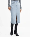 Mango Denim Midi Skirt In Light Blue