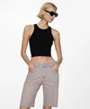Mango Denim Bermuda Shorts Washed Effect Light Pink In Light Pink