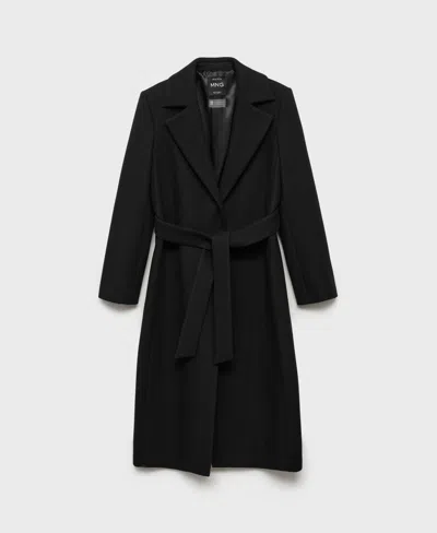 Mango Women's Detachable Collar Manteco Wool Coat In Black