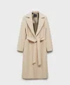 Mango Tie Belt Wool Blend Coat In Light,pastel Gray
