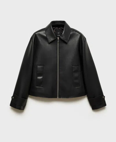 Mango Women's Detachable Sheepskin Collar Jacket In Black