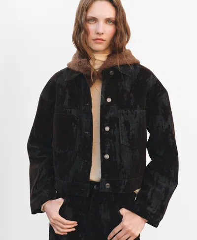 Mango Women's Devore Denim Jacket In Brown