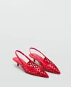 Mango Laser Cut Pointed Toe Slingback Pump In Red