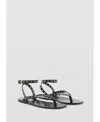 Mango Leather Sandal With Die-cut Straps Black