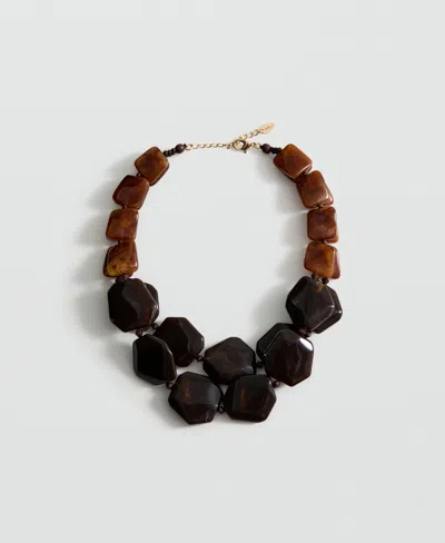 Mango Women's Double Beaded Necklace In Brown