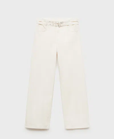 Mango Women's Double Belt Balloon Jeans In White