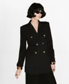 Mango Farah Double Breasted Blazer In Black