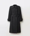 Mango Belted Double Breasted Trench Coat In Black