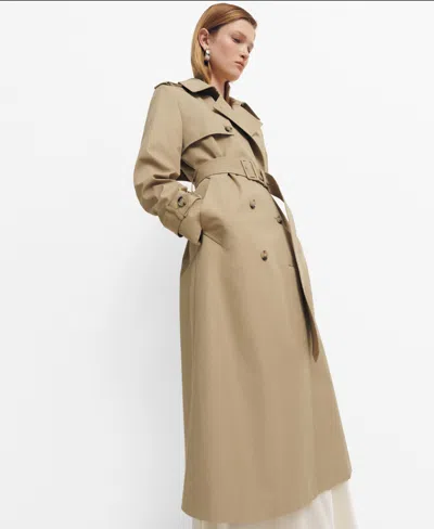 Mango Women's Double-breasted Cotton Trench Coat In Light Beige