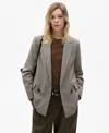 Mango Houndstooth Check Blazer In Gray