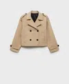 Mango Double Breasted Jacket In Medium Brown