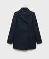Mango Women's Double-breasted Lapels Coat In Dark Navy