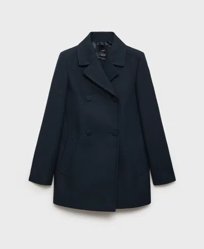 Mango Women's Double-breasted Lapels Coat In Dark Navy