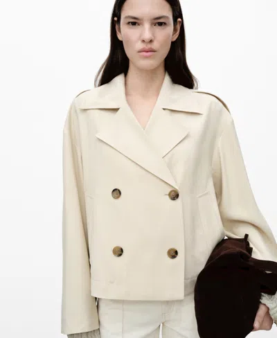 Mango Women's Double-breasted Lapels Jacket In Light,pastel Gray