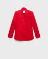 Mango Women's Double-breasted Linen Suit Jacket In Red