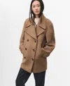 Mango Manteco Double Breasted Wool Blend Coat In Brown