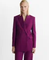 Mango Double-breasted Suit Jacket In Purple