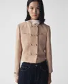 Mango Jade Cotton Blend Tweed Jacket In Medium Brown