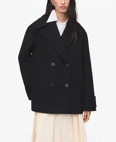 MANGO WOMEN'S DOUBLE-BREASTED WOOL BLEND COAT