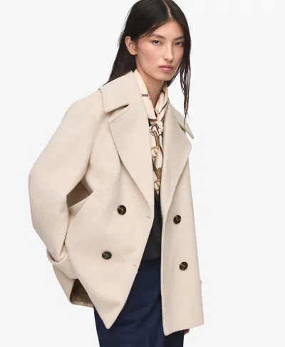 Mango Women's Double-breasted Wool Blend Coat In Neutral