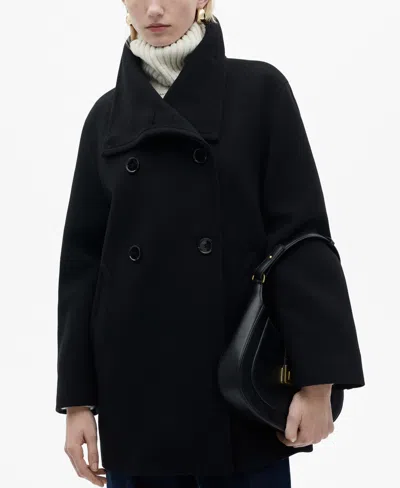 Mango Women's Double-breasted Wool Coat In Black