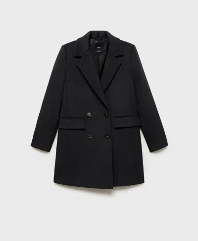 Mango Women's Double-breasted Wool Coat In Black