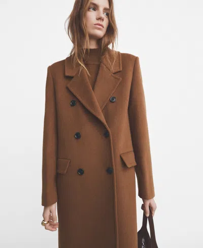 Mango Women's Double-breasted Wool Coat In Brown