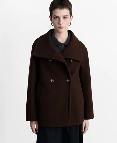 Mango Women's Double-breasted Wool Coat In Chocolate