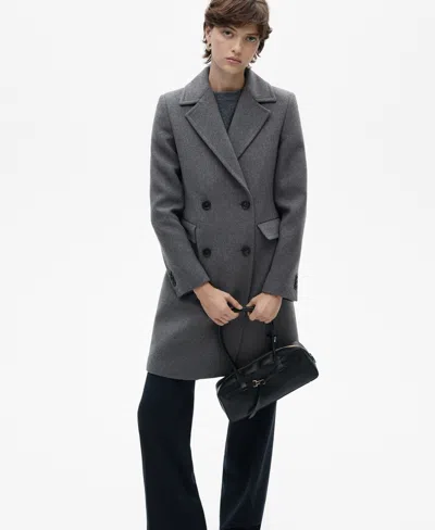Mango Women's Double-breasted Wool Coat In Gray