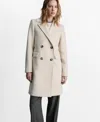 Mango Women's Double-breasted Wool Coat In Light,pastel Gray
