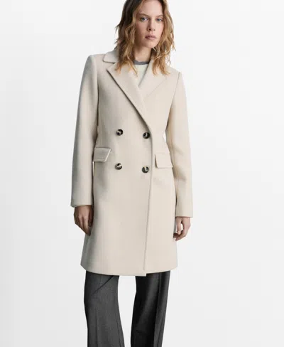 Mango Women's Double-breasted Wool Coat In Light,pastel Gray