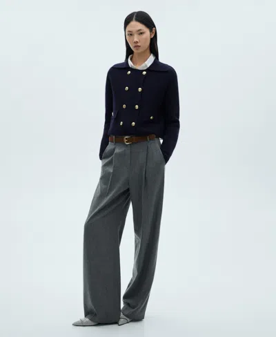 Mango Women's Double Breasted Wool Sweater In Dark Navy