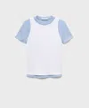 Mango Double Layer Cotton T-shirt In Blue
