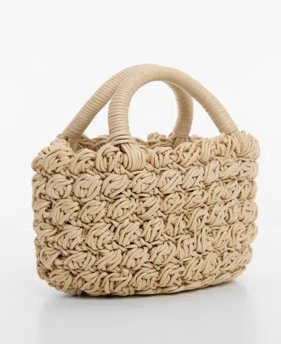 Mango Women's Double Handle Braided Bag In Natural White