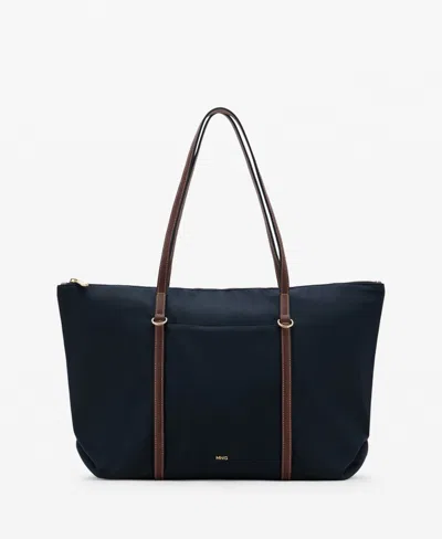 Mango Women's Double Handle Shopper Bag In Blue