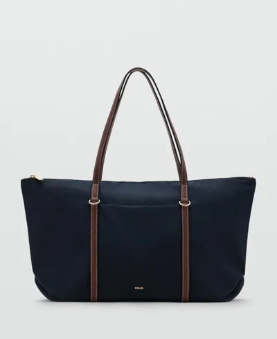Mango Women's Double Handle Shopper Bag In Blue
