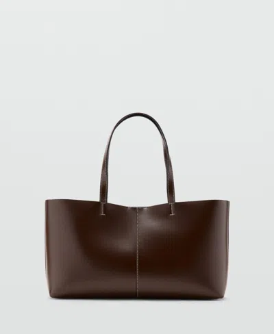Mango Women's Double Handle Shopper Bag In Brown
